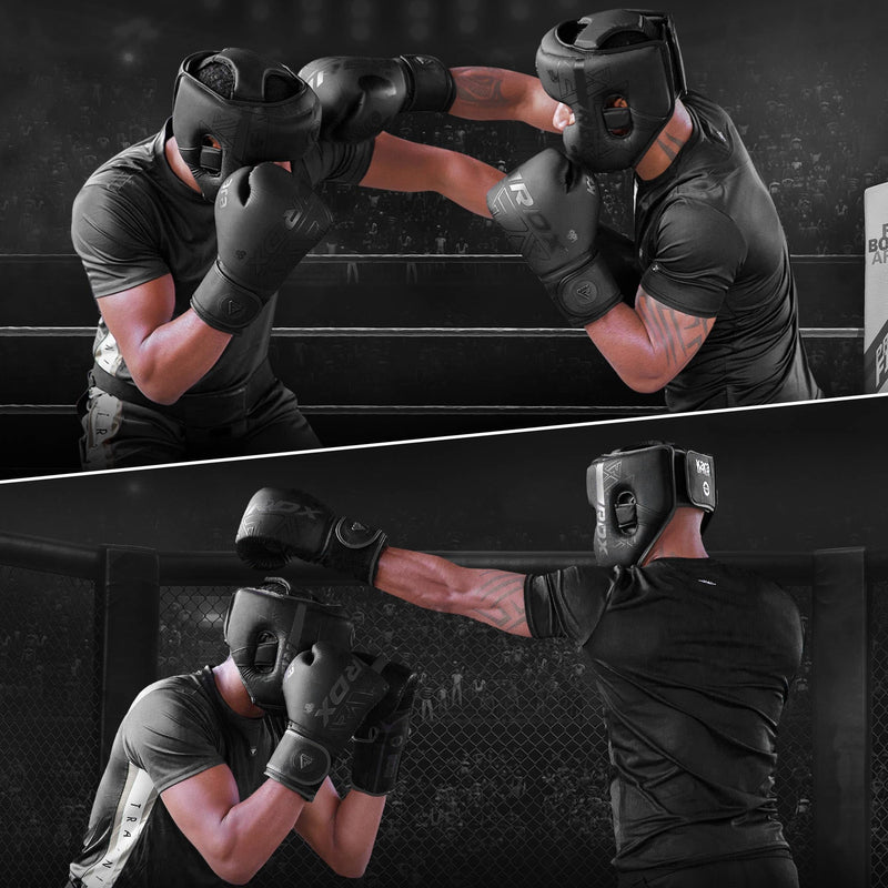 RDX Boxing Headgear, MMA Training, Adjustable Padded Kara,Muay Thai Headgear, Kickboxing, Sparring, Martial Arts, Karate, Taekwondo Helmet BLACK Large - BeesActive Australia