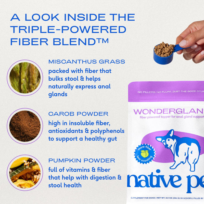 Native Pet WonderGland (30 Scoops) & The Daily Dog Supplement (30 Scoops) - Dog Anal Gland Treatment Prevent Scooting with All-Natural Organic Fiber & 11 in 1 Multivitamins