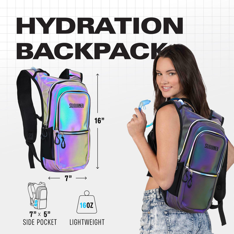 Sojourner Hydration Pack, Hydration Backpack - Water Backpack with 2l Hydration Bladder, Festival Essential - Rave Hydration Pack Hydropack Hydro for Hiking, Running, Biking, Festival Gear Luminous - Green - BeesActive Australia