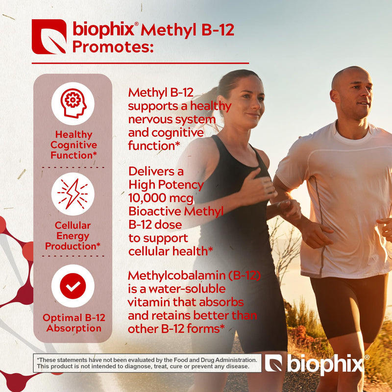 biophix Methyl B-12 10000 mcg 90 Vegan Lozenges Cherry Flavor Extra Strength - Supports Nervous System Immune Health Blood Flow Metabolism Brain Focus Energy