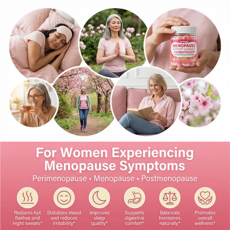 Menopause Gummies Supplement for Women w/ Black Cohosh for Hot Flashes | Menopause Support Vitamins Gummies w/ Probiotics, Ashwagandha, Red Clover, Over 50 Hormone Support, Sugar Free, Vegan, 60ct 60 Count (Pack of 1)