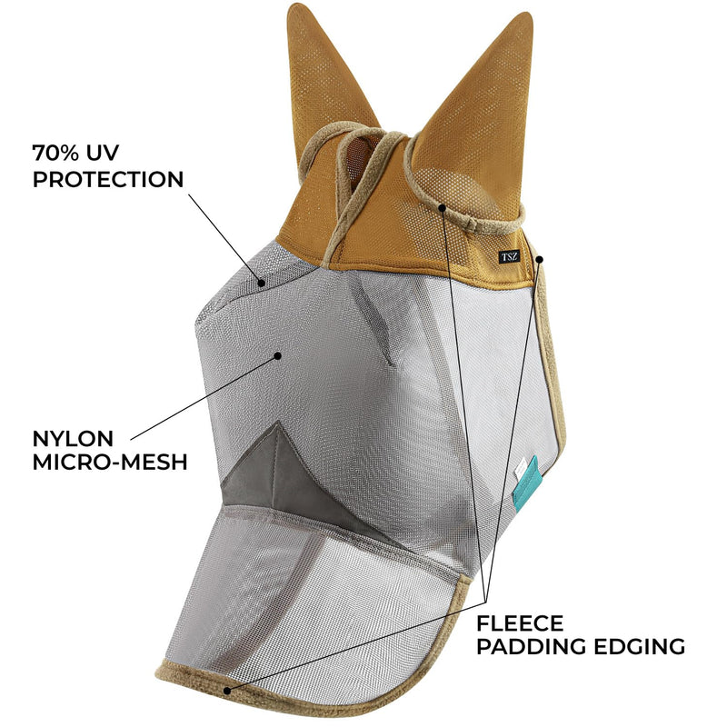 Horse Fly Mask with Ears and Nose – Fly Masks with Nose Ears Cover - Non-Heat Transferring Mesh – 70% Uv Protection - Breathable Equine Fly Mask – Full Size Horses – Soft and Comfortable Face Flymask Horse Size Horse Fly Mask With Ears and Nose - BeesActive Australia