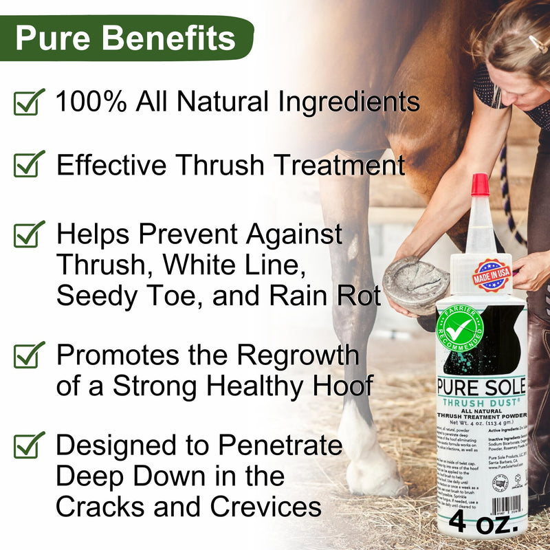 Pure Sole Severe Thrush Treatment for Horses | Targets Black Smelly Thrush & Deep Sulcus | Hoof Mud, Hoof Cleanse and Thrush Dust Bundle