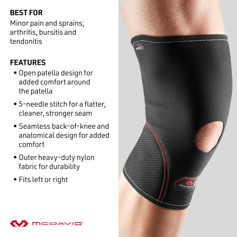 McDavid 402 Knee Support With Open Patella, Black, Large Neoprene Open Patella - BeesActive Australia