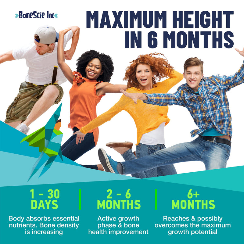 Height Growth Maximizer - Kids & Teens Height Growth Support Supplement – Bone Development Formula with Calcium, Vitamin D3 & Zinc – Daily Nutrition Support Capsules for Development Routine 120 Count