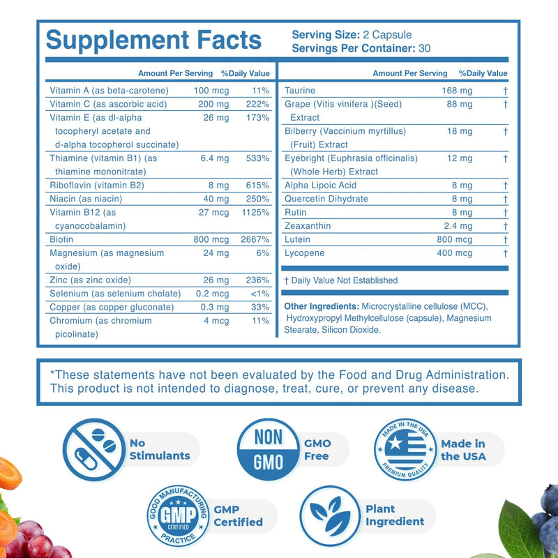 Sight Easy – Lutein, Zeaxanthin & Bilberry – 60 Ct, 1 Month Supply | Also includes Vitamin C, E & Zinc with Lutein, Zeaxanthin & Bilberry | Easy-to-swallow daily capsule 60 Count (Pack of 1)