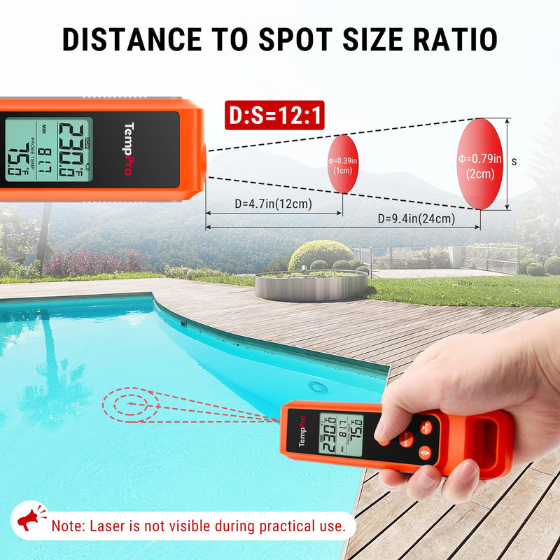 TempPro TP420 2-in-1 Instant Read Thermometer for Cooking, Infrared Thermometer with Meat Probe, Non-Contact Laser Meat Thermometer for Griddle Grill Pizza Oven HVAC Pool (Previously ThermoPro) IR Thermometer with Meat Probe