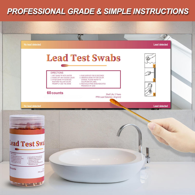 AAwipes Lead Test Swab Kit (60 Rapid Home Testing Swabs) 30-Second Results. Dip in Water. Home Use for - Painted, Jewelry, Ceramics, Wood (LS60) 60 - BeesActive Australia
