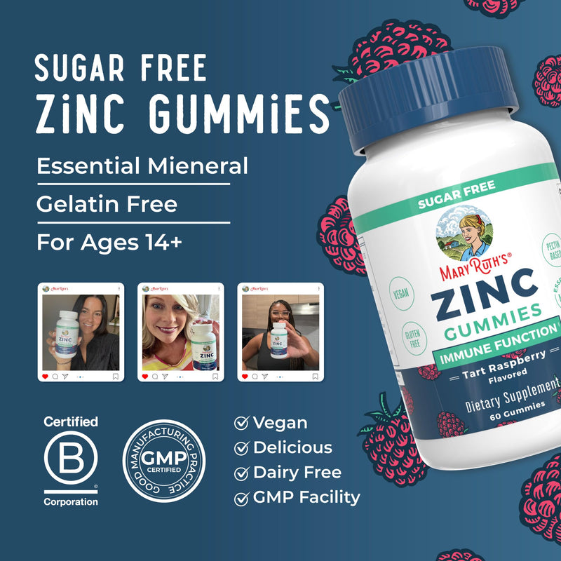 MaryRuth's Zinc Gummies, Zinc Supplements, Vegan, Pectin Based, 30 Servings | Essential Mineral, Pectin Based, Overall Health & Wellness, Vegan, Non GMO