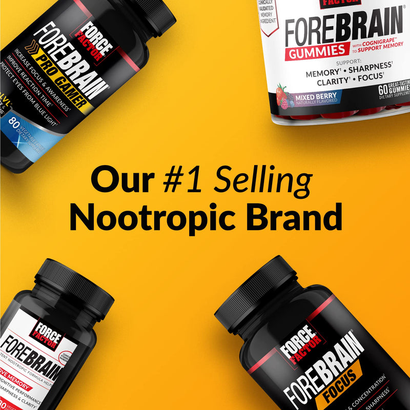 Force Factor Forebrain Focus Brain Booster | Brain Supplement to Boost Clarity & Concentration, Memory & Sharpness, Nootropic Brain Support Supplement, 60 Capsules 60 Count (Pack of 1)
