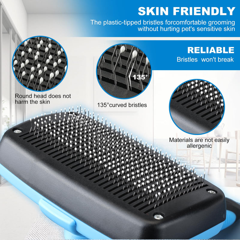 Dog Brush,Dog Brush for Shedding,Dog Brushes for Grooming,Slicker Brush for Dogs,Undercoat Brush for Dogs,Cat Brush,Cat Brushes for Indoor Cats,Self Cleaning,Skin Friendly (Blue) - BeesActive Australia