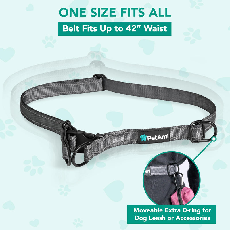 PetAmi Hands-Free Dog Leash for Walking, Running & Hiking, Heavy Duty Bungee Waist Leash with Dual Padded Handles, Adjustable Reflective Belt for Small, Medium & Large Dogs up to 150 lbs, Purple 1 Leashes
