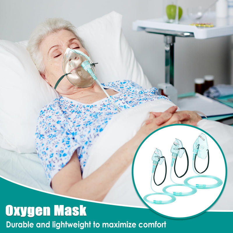 Geiserailie 3PCS S/M/L Size Oxygen Mask for Adult with 6.6 Ft Tubing and Adjustable Elastic Strap, Adult Oxygen Mask with Tubing for Connecting - BeesActive Australia
