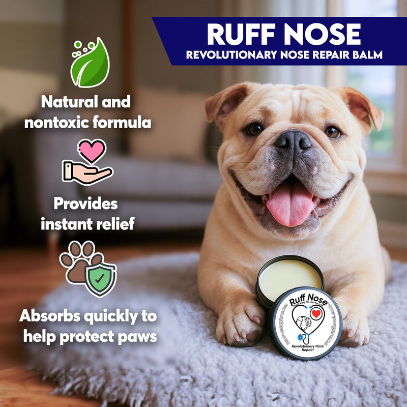 Dog Nose & Paw Balm (4 oz) - RuffNose Natural Moisturizer with Shea, Coconut & Cocoa Butter - Helps Condition Dry, Rough Paws and Noses - Suitable for Daily Use, All Breeds - Made in the USA 4 oz.