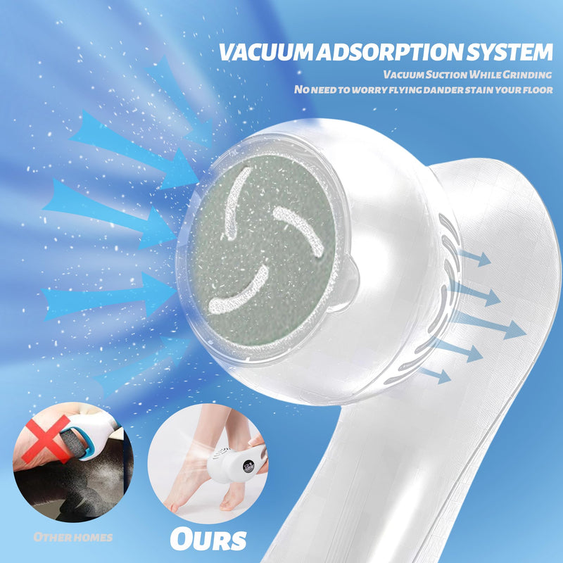 Electric Feet Foot Callus Remover Equipped with A Vacuum System Foot Scrubber 17 in 1 Professional Foot Care Tool Ipx6 Waterproof Rating for Removing Hard Cracks Dryness and Dead Skin (White) White - BeesActive Australia