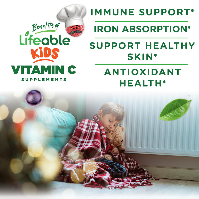 Lifeable Kids Vitamin C Gummies for Kids | 250 mg | Vegan Vitamin C Gummy | VIT C Gummies for Immune System Support | 120 Gummies
