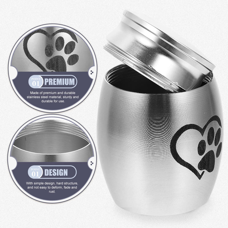 Zerodeko Small Cremation Pet Urn for Dogs Ashes Pet Urn for Dogs Ashes Small Mini Pet Paw Keepsake Urn Stainless Steel Memorial Keepsake for Dogs Cats Silver - BeesActive Australia