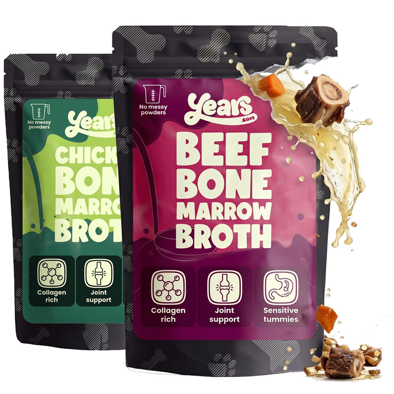 YEARS Chicken & Beef Bone Broth for Dogs - Tempts Fussy Eaters, Gentle on Tummies & Supports Joints | Liquid Dog Food Topper & Gravy | Natural Collagen | 2 x 230ml 460ml Chicken & Beef Broth