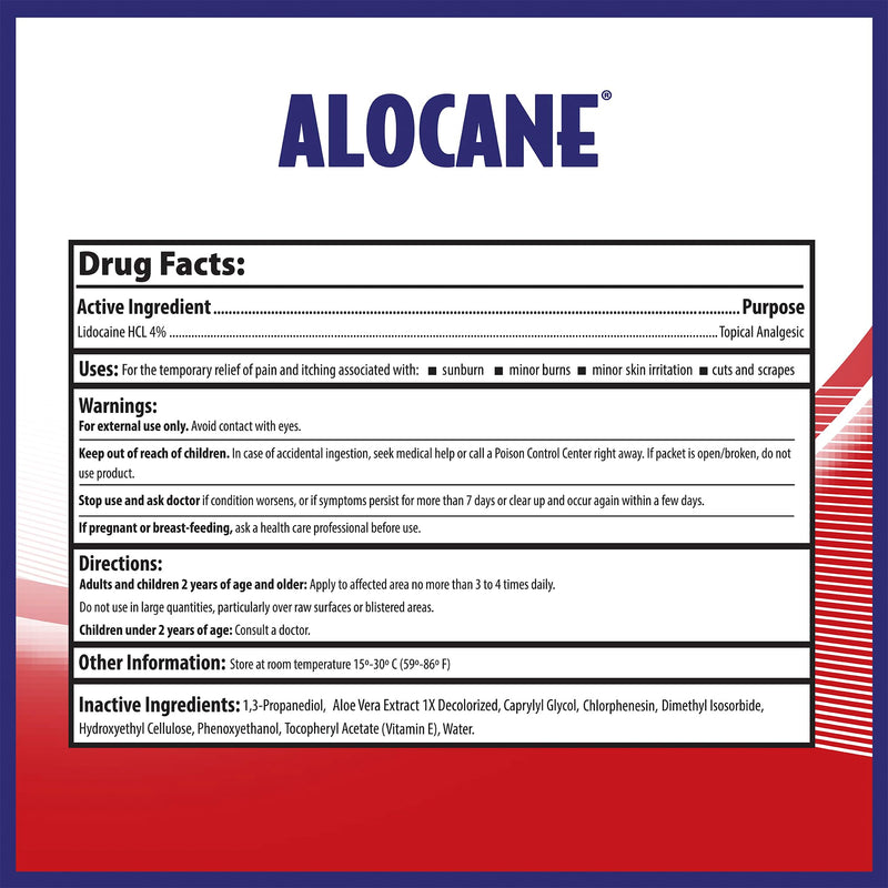 ALOCANE® Emergency Burn Gel Maximum Strength 4% Lidocaine Individual Use Packets,Commercial Grade, for Restaurants, Manufacturing, Other Heat Related Work environments, for Commercial Use Only, 24 Ct - BeesActive Australia