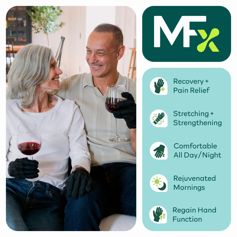 MetaFlex Recovery Gloves. Light-Weight Resistance Bands for Gentle Stretching and Strengthening. Full-Finger Compression Glove for Hand Pain Relief, Swelling, and Stiffness. Small Left