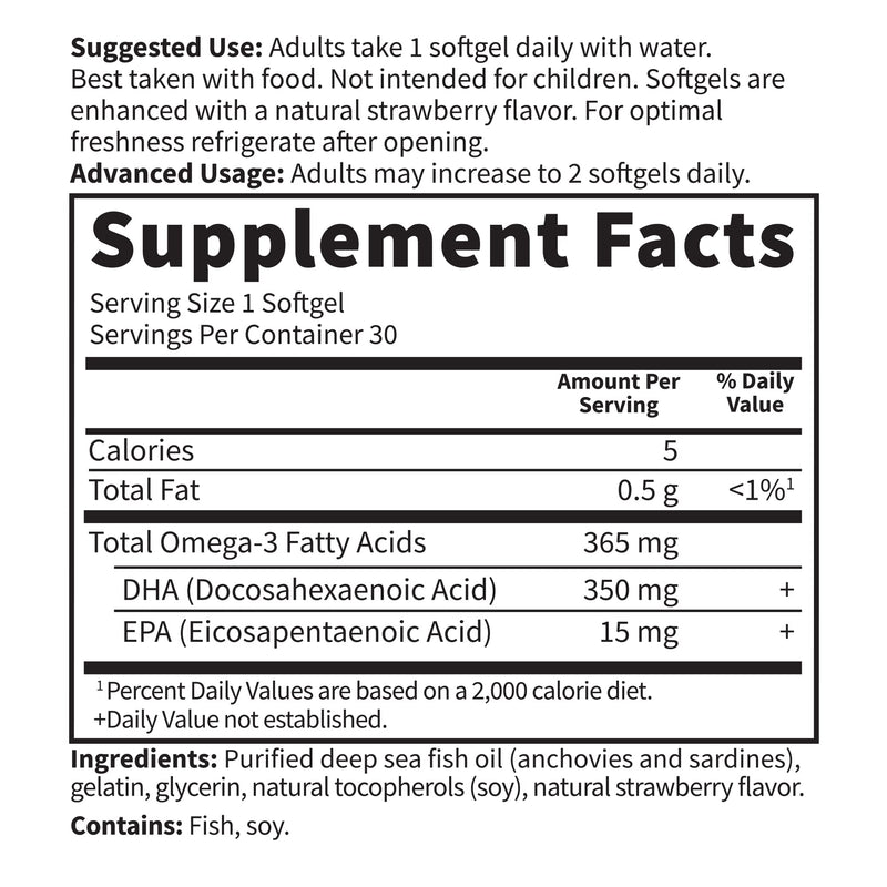 Garden of Life Oceans Mom Prenatal Fish Oil DHA, Omega 3 Supplement - Strawberry, 350mg Prenatal DHA Pregnancy Fish Oil Support for Mamas, Babys Brain & Eye Development, 30 Small Softgels(Pack of 2) 30 Count (Pack of 2)