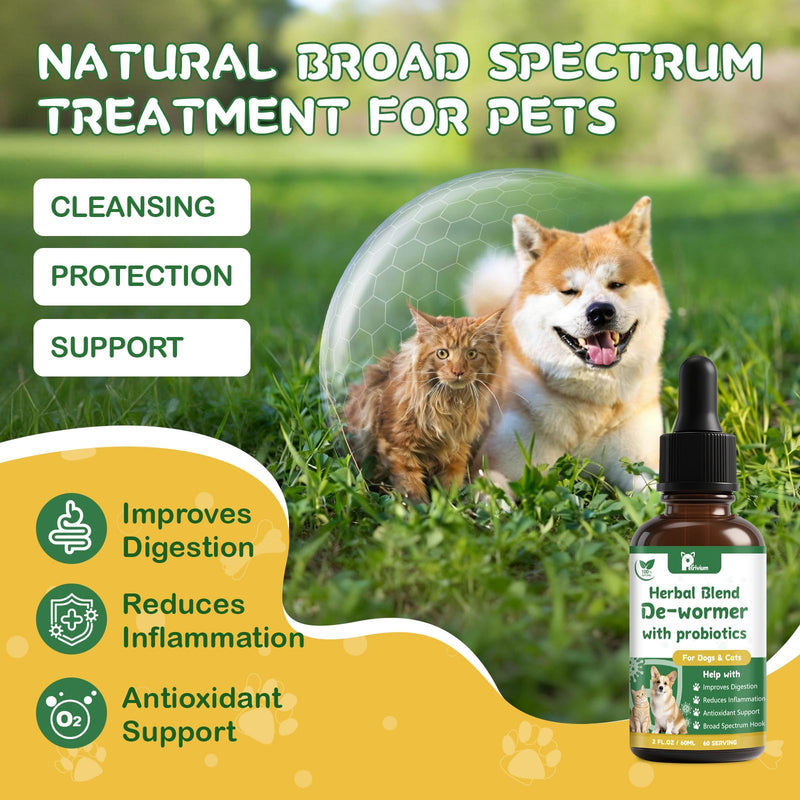 Natural Intestinal Defense for Cats & Dogs - Herbal Cleanse with Probiotic, Triple Action Probiotics Supplement Drops for Gut Health, Digestion, Broad Spectrum Formula for All Ages and Breeds, 2 Oz