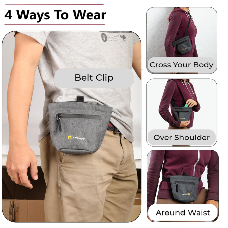 Barkingly. Dog Treat Pouch Plus Clicker. No Leaks or Spills Sealing Magnetic Closure, One Handed Training, 4 Ways to Wear, Detachable Waist Belt and Clip. Waterproof Body. Durable Treat Bag. - BeesActive Australia