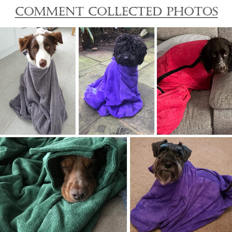 Pethiy - Premium dog bathrobe made of microfiber, dog drying bag, dog bath towel with zipper, super absorbent soft dog towel suitable for bathing and swimming-red-S S red - BeesActive Australia