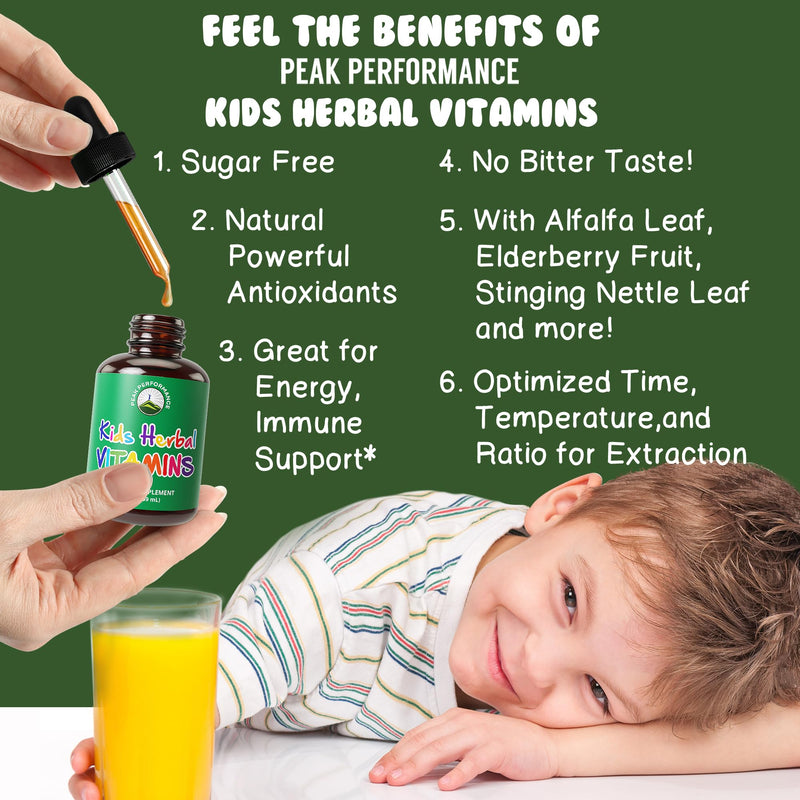 Kids Vitamins From Herbs. Liquid Kids Herbal Multivitamin. No Bitter Taste. Sugar Free 14-in-1 Vegan Supplement Drops For Toddlers, Children, Teens. Mixed In Water They Won't Even Taste It - BeesActive Australia