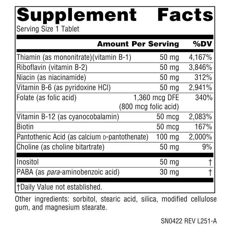 Source Naturals B-50 Complex, 50 mg -250 Vegan Tablets | Supports Energy Production* 1
