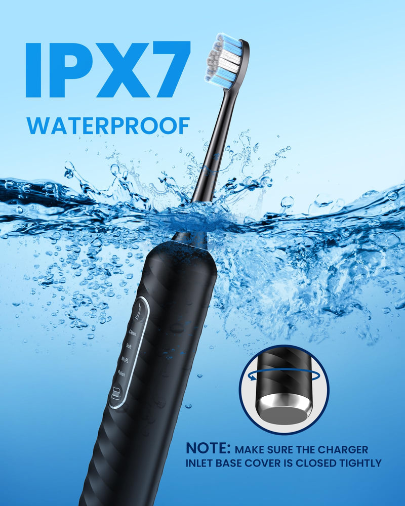 Electric Toothbrush with Water flosser, 3 in 1 Teeth Cleaning Kit with 7 Modes, Electric Toothbrush and flosser Combofor Adults, Water Flosser Portable for Travel and Home (Black) Black - BeesActive Australia