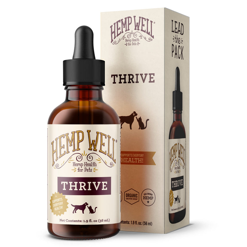 Hemp Well Thrive Oil for Dogs & Cats, Organic Hemp Oil, Omega 3 & 6 Supplement for Skin & Coat, Hip & Joint, Heart & Immune Support, 2 oz 2 Ounce
