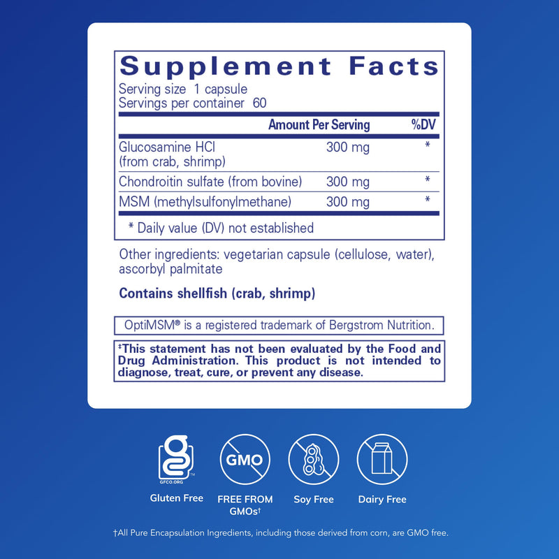 Pure Encapsulations Glucosamine Chondroitin with MSM, 60 Capsules | Supports Joint Health and Normal Cartilage Formation*, Maintains Enzyme Activity, Gluten-Free and Non-GMO 60 Count (Pack of 1)
