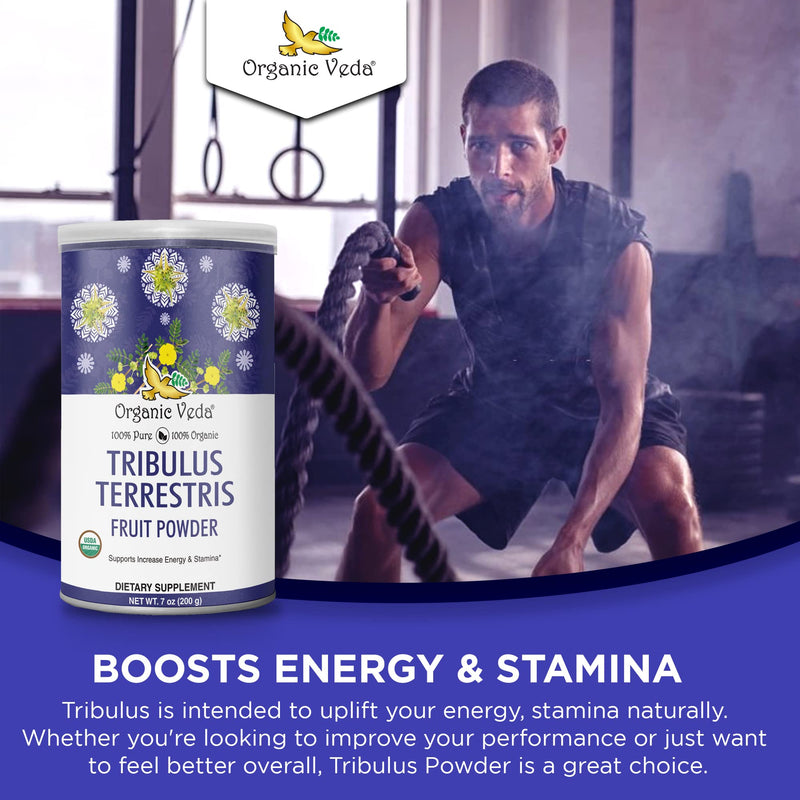 Organic Veda Tribulus Terrestris Powder for Men & Women - 100% Pure Tribulus Terrestris Herbal Dietary Supplement - Improves Focus, Muscles Strength, Boost Energy & Stamina - USDA Certified - 7oz Tribulus Terrestris Powder (7 oz) - BeesActive Australia