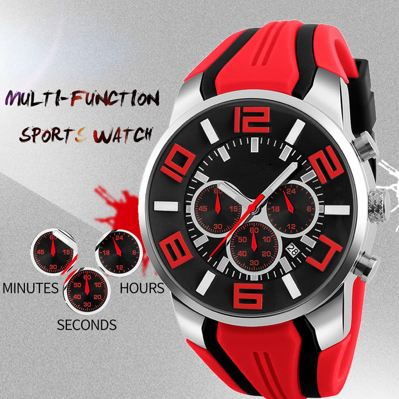 findtime Mens Sport Watches for Men Reloj para Hombre Colorful Cool Unique Analog Stylish Wrist Watch Chronograph for Running Training Stopwatch Red - BeesActive Australia