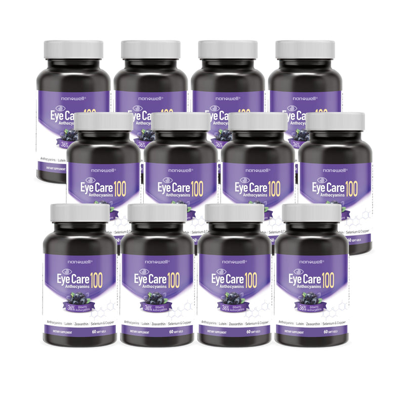 NANOWELL EyeCare Anthocyanins 100 - Eye Health Supplement with Bilberry, Zeaxanthin, Lutein, Anthocyanins, Vitamin A, E, Selenium & Copper - 60 Softgels, 60 Day Supply | Eye Health Supplement, Bilberry, Zeaxanthin, Lutein, Anthocyanins, Vitamin A, E, S...
