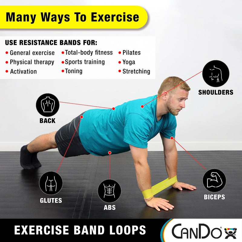 Cando Exercise Loops - Arms - 10" Set of 5 5 Piece Set (Yellow/Red/Green/Blue/Black) 15"