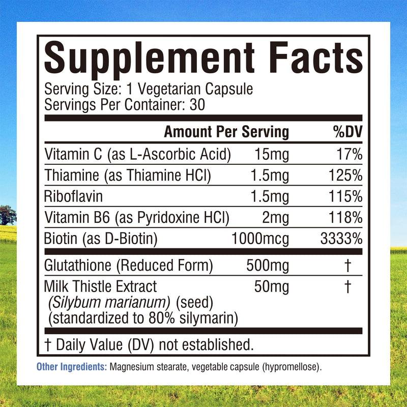 Innate Vitality Glutathione Supplement 500mg, Bioavailable Reduced Glutathione, with Milk Thistle, Vitamin C, B Complex, Immunity Defense, Liver, Antioxidant Support, 30 Capsules 30 Count (Pack of 1)