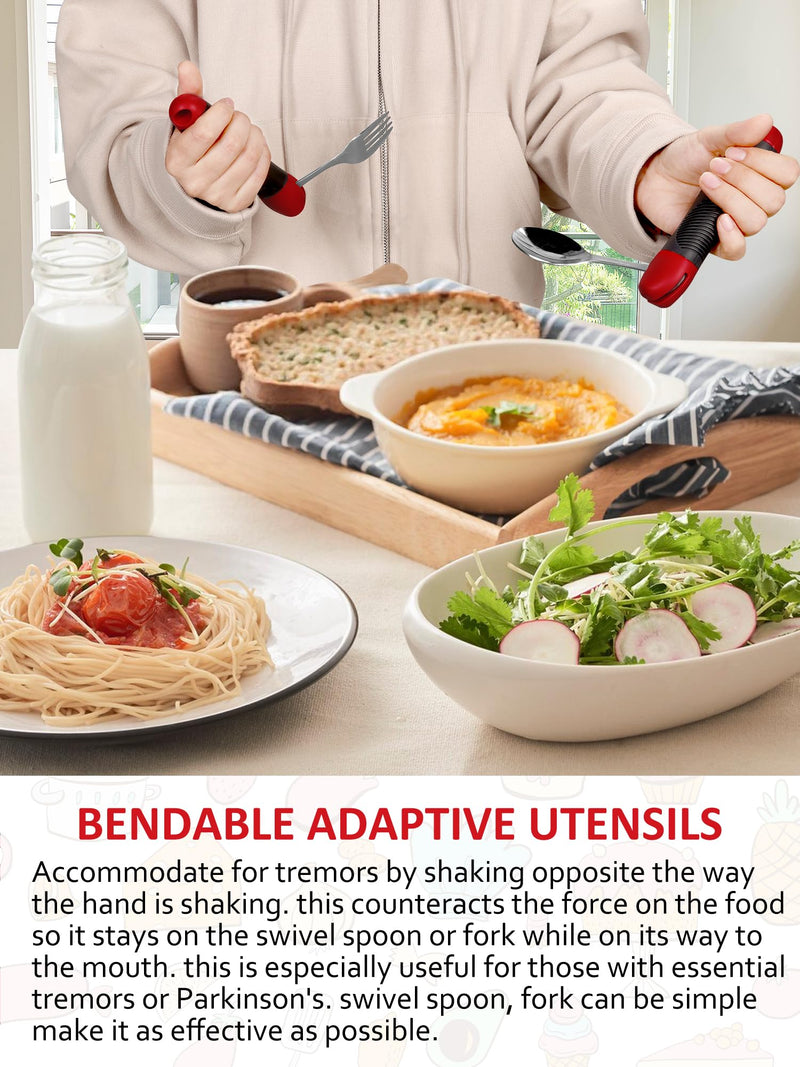 Adaptive Utensils, Weighted Special Supplies Spoon Fork Set, Weak Hand Grip & Handicapped & Parkinsons Aids for Living, Arthritis for Hand Tremors, Travel Eating Utensils for Disabled, Elderly, Adults - BeesActive Australia