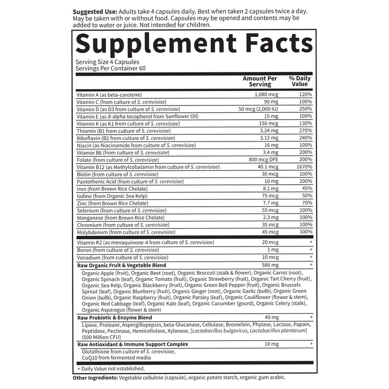 Garden of Life Multivitamin for Women, Vitamin Code Women's Multi - Whole Food Womens Multi Vitamins, Iron, Folate not Folic Acid, Vitamin A and Probiotics for Womens Energy, 240 Vegetarian Capsules 240 Count (Pack of 1)