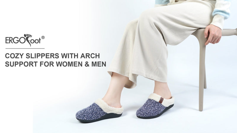 ERGOfoot Orthopedic Slippers with Arch Support for Women Men 8 Women/7 Men Black