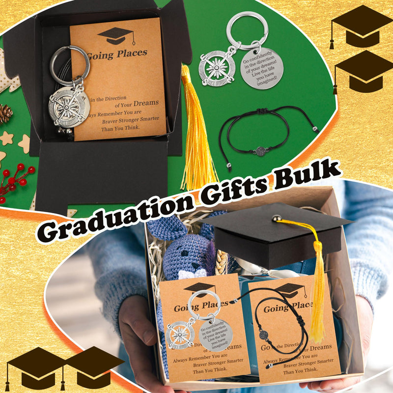 28 Sets Graduation Gifts Bulk Class of 2026 Including Graduation Keychains With Grad Compass Bracelets Bulk Set In Cap Gift Boxes Party Favors for Students, Guests, Graduates