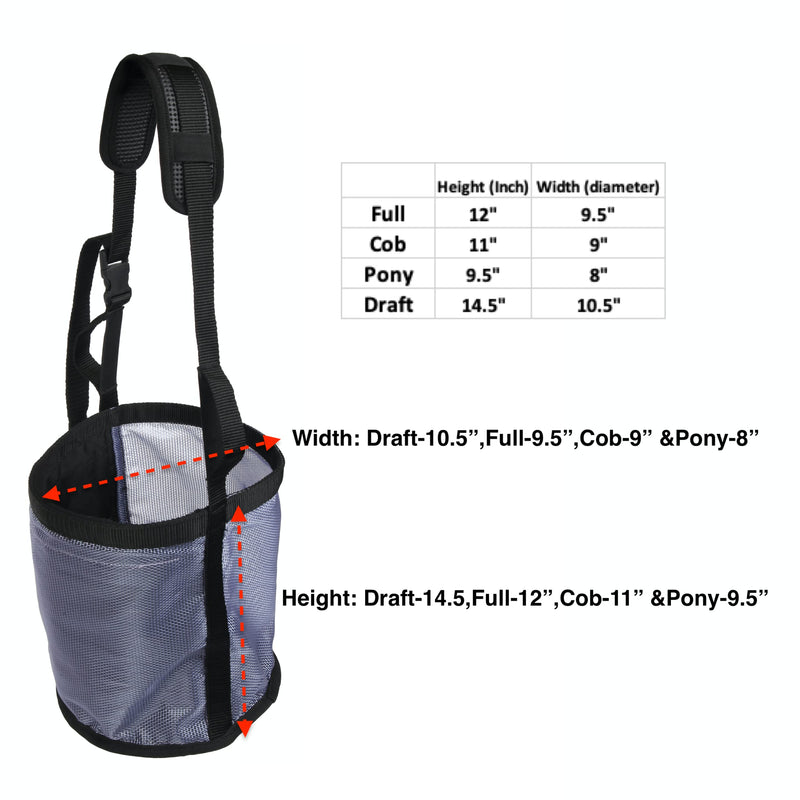 Majestic Ally Horse Feed Bag, Heavy Duty Nylon Mesh Grain Feed Bag, Adjustable Strap with Durable Snap and Elastic Straps, Comfort Neck Pad and Nose Pad- Large (Draft, Beige) Draft - BeesActive Australia