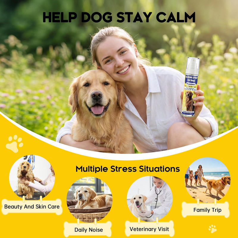 Calming Spray for Dogs 150ml, Pheromones Pet Dog Calming Spray to Help Reduce Anxiety And Stress, 100% Herbal Calming Spray, Adapt For Dogs Stay Calmer, Indoor and Travel Use