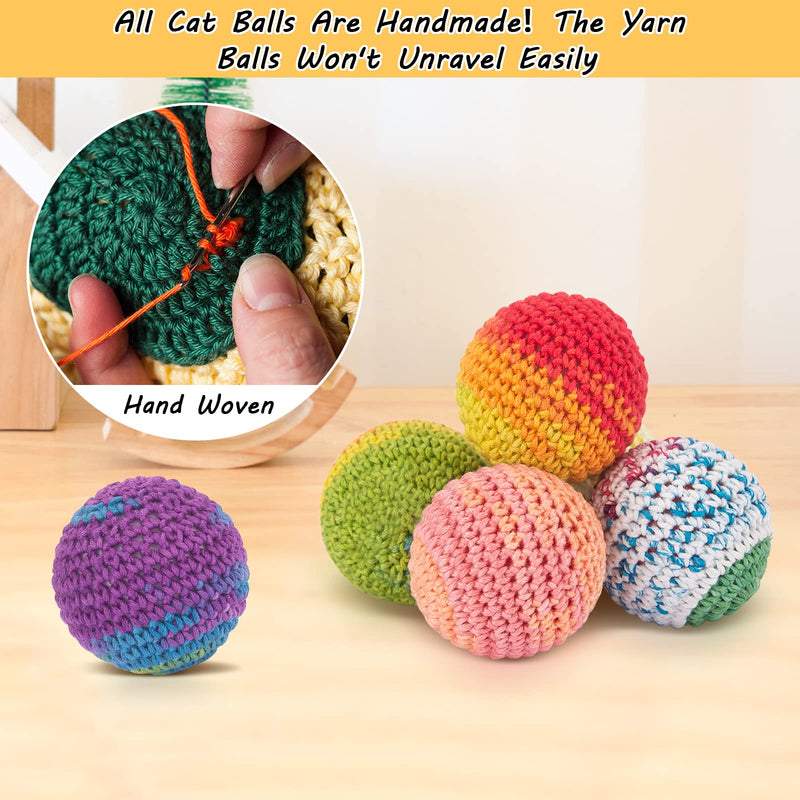 Retro Shaw Cat Toys Balls, Woolen Yarn Cat Ball Toy with Bell Inside, Cat Toys for Indoor Cats, Interactive Cat Chew Toys for Kitty Kitten, 6 Pack Multicolor - BeesActive Australia