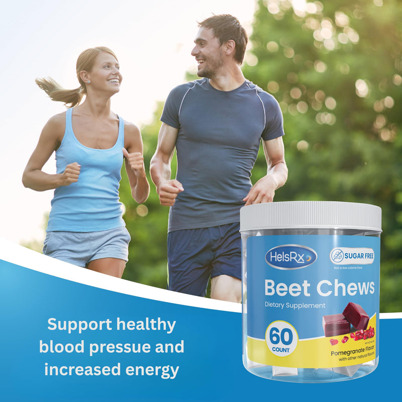 Beet Chews Dietary Supplement - Heart Healthy Chews - Blood Pressure Support and Energy - Sugar Free (60 Count)
