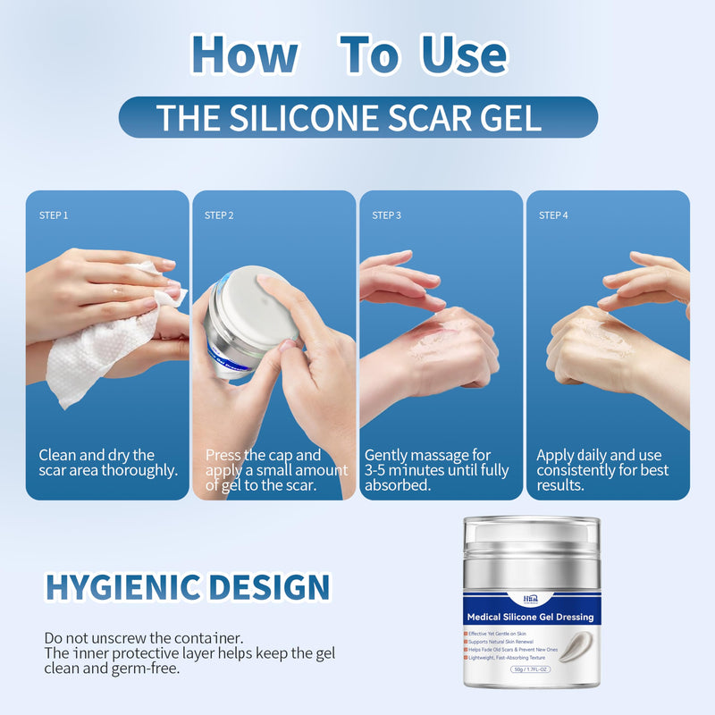 50g Silicone Scar Cream, Advanced Scar Gel for Old & New Scars, Scar Treatment Cream for Surgical Scars, Stretch Mark, Burns & Acne Treatment for Face & Body 50g - BeesActive Australia