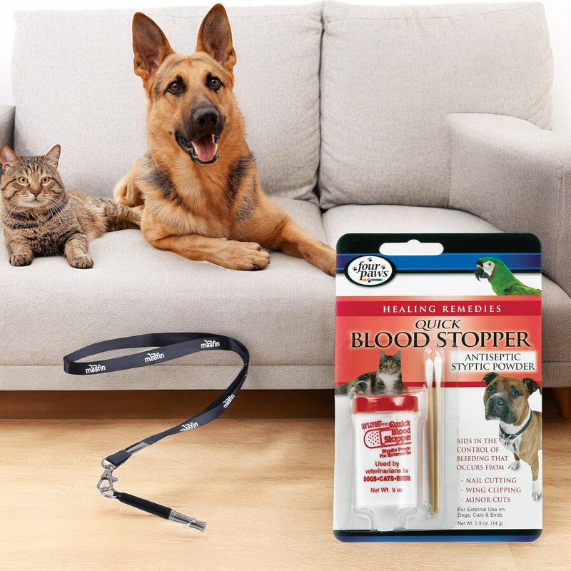 Quick Blood Stopper, Fast-Acting Clotting Formula, 5 oz - Pet First Aid for Minor Cuts & Wounds, Quick Stop Bleeding for Dogs with Moofin SS Pet Training Whistle, Easy-to-Apply ~ [Pack of 3 - BeesActive Australia