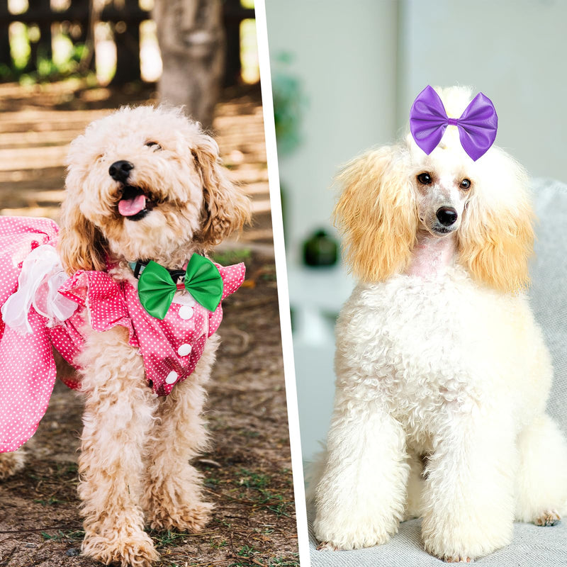 24Pcs 3.9In Cute Dog Bowknot Hair Bows Big Dog Hair Bows Handmade Hair Accessories Bow Dog's Hair Bows for Small Medium Large Dogs Cat Kitten Rabbit Grooming Accessories - BeesActive Australia