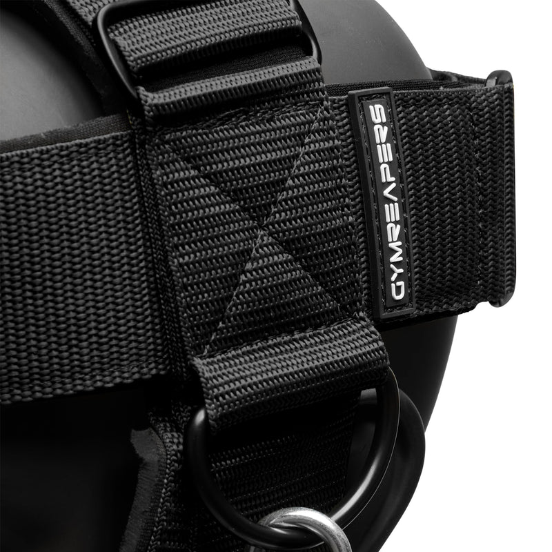 Gymreapers Neck Harness Weight Lifting - Neck Trainer Workout Equipment - Heavy Duty Stainless Steel Chain, Adjustable Neoprene Head Strap, Exercise Equipment for Strength & Pain Relief Black